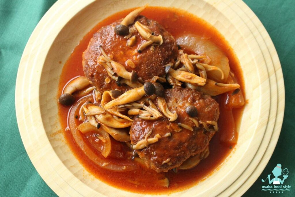 パン粉不要でジューシー！秋のトマト煮込みハンバーグ〜のサムネイル